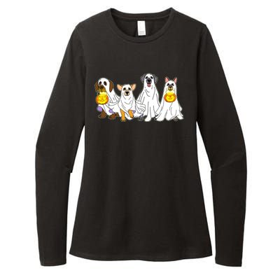 Cute Halloween Ghost Dogs Pups Womens CVC Long Sleeve Shirt