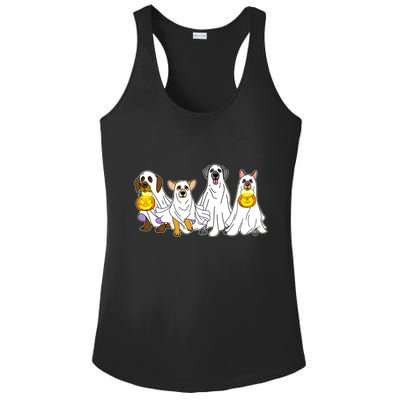 Cute Halloween Ghost Dogs Pups Ladies PosiCharge Competitor Racerback Tank