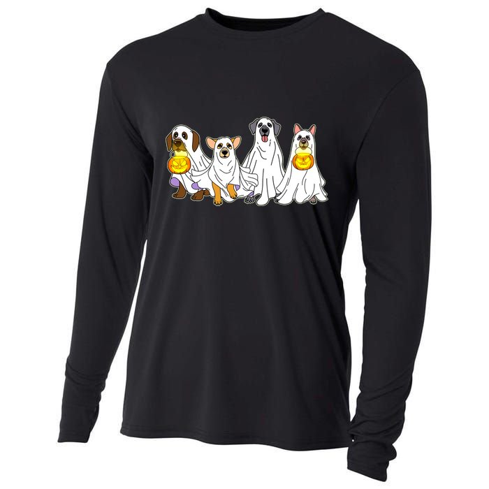 Cute Halloween Ghost Dogs Pups Cooling Performance Long Sleeve Crew