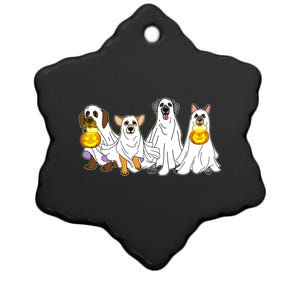 Cute Halloween Ghost Dogs Pups Ceramic Star Ornament