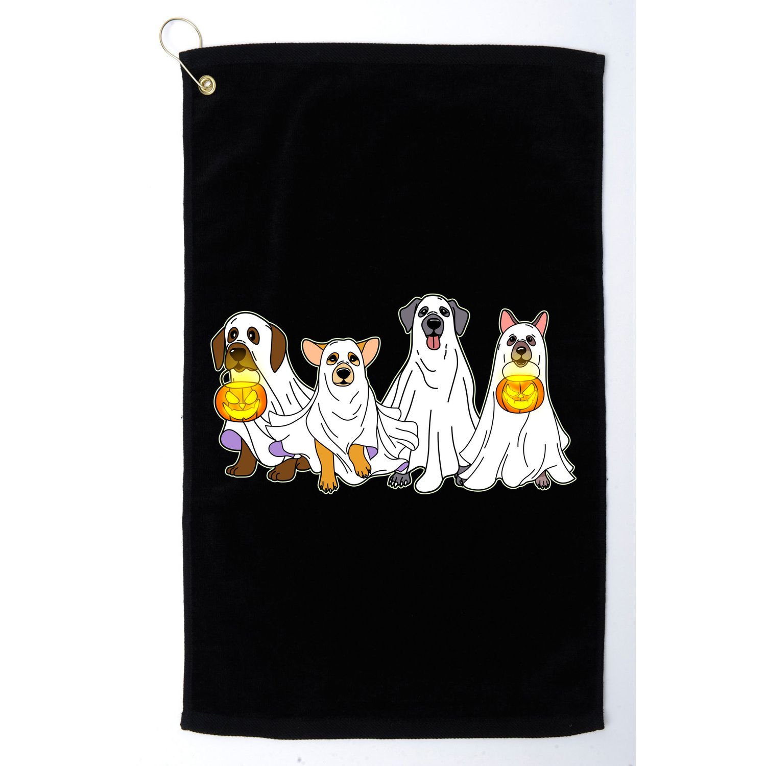 Cute Halloween Ghost Dogs Pups Golf Towel