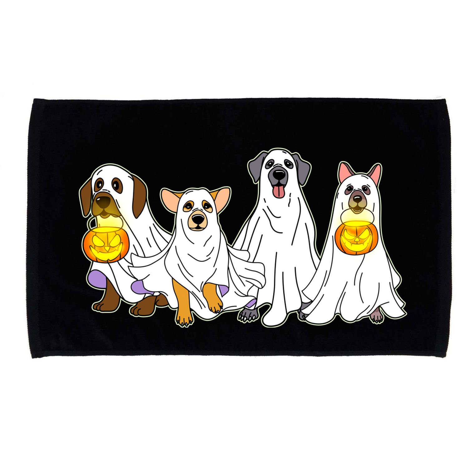 Cute Halloween Ghost Dogs Pups Microfiber Hand Towel