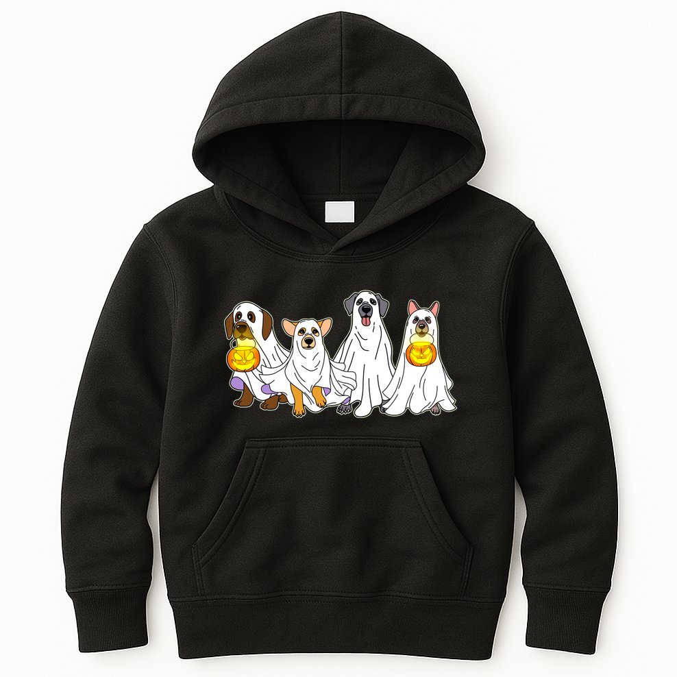 Cute Halloween Ghost Dogs Pups Kids Hoodie