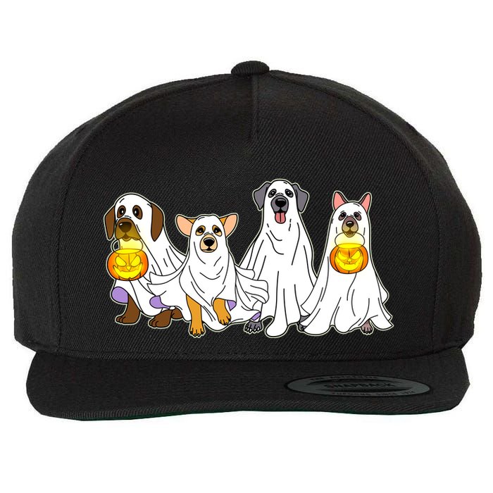 Cute Halloween Ghost Dogs Pups Wool Snapback Cap