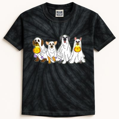Cute Halloween Ghost Dogs Pups Kids Tie-Dye T-Shirt