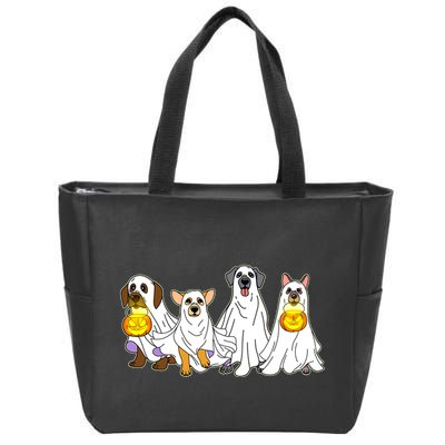 Cute Halloween Ghost Dogs Pups Zip Tote Bag