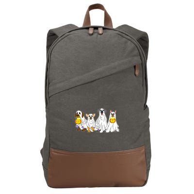 Cute Halloween Ghost Dogs Pups Cotton Canvas Backpack