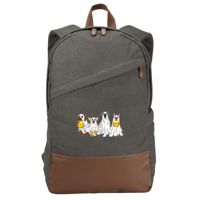 Cute Halloween Ghost Dogs Pups Cotton Canvas Backpack