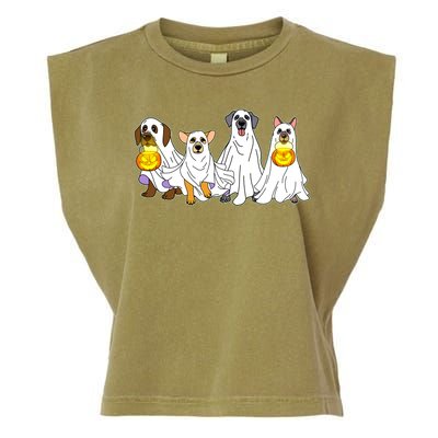 Cute Halloween Ghost Dogs Pups Garment-Dyed Women's Muscle Tee