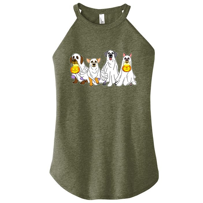 Cute Halloween Ghost Dogs Pups Women's Perfect Tri Rocker Tank