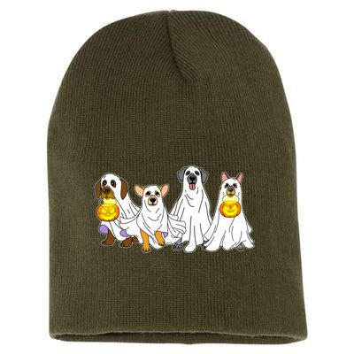 Cute Halloween Ghost Dogs Pups Short Acrylic Beanie