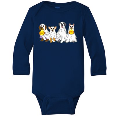 Cute Halloween Ghost Dogs Pups Baby Long Sleeve Bodysuit