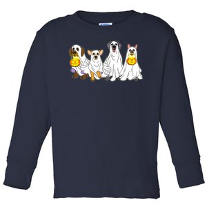 Cute Halloween Ghost Dogs Pups Toddler Long Sleeve Shirt