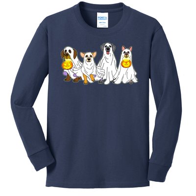 Cute Halloween Ghost Dogs Pups Kids Long Sleeve Shirt