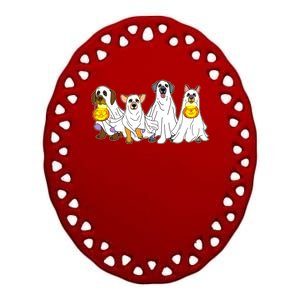 Cute Halloween Ghost Dogs Pups Ceramic Oval Ornament