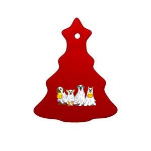 Cute Halloween Ghost Dogs Pups Ceramic Tree Ornament