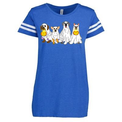 Cute Halloween Ghost Dogs Pups Enza Ladies Jersey Football T-Shirt