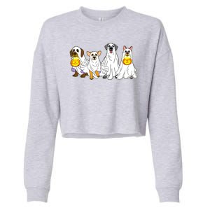 Cute Halloween Ghost Dogs Pups Cropped Pullover Crew