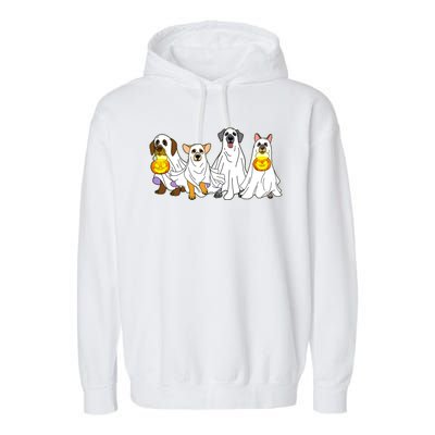 Cute Halloween Ghost Dogs Pups Garment-Dyed Fleece Hoodie