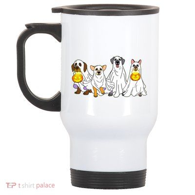 Cute Halloween Ghost Dogs Pups Stainless Steel Travel Mug