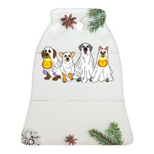 Cute Halloween Ghost Dogs Pups Ceramic Bell Ornament