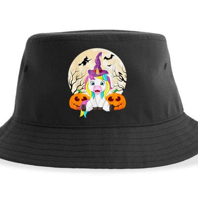 Cute Halloween Girls Witchy Unicorn Hallowee Sustainable Bucket Hat