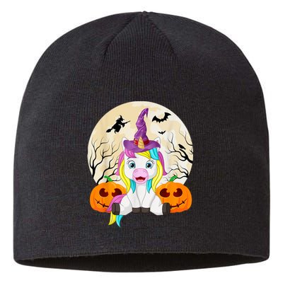 Cute Halloween Girls Witchy Unicorn Hallowee Sustainable Beanie