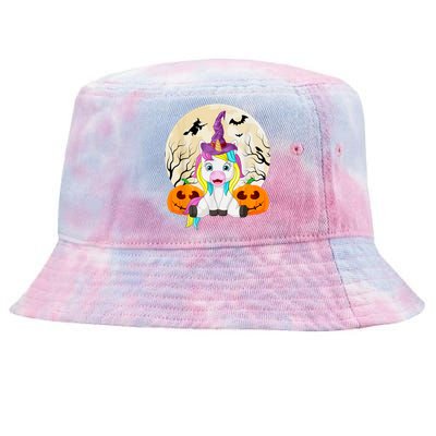 Cute Halloween Girls Witchy Unicorn Hallowee Tie-Dyed Bucket Hat