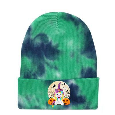 Cute Halloween Girls Witchy Unicorn Hallowee Tie Dye 12in Knit Beanie