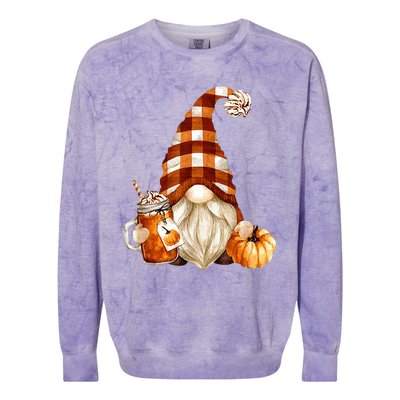 Cute Holiday Gnome For Thanksgiving With Fall Pumpkin Spice Colorblast Crewneck Sweatshirt