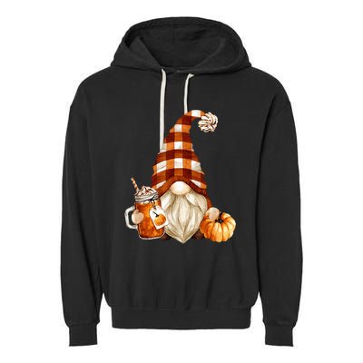 Cute Holiday Gnome For Thanksgiving With Fall Pumpkin Spice Garment-Dyed Fleece Hoodie