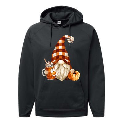 Cute Holiday Gnome For Thanksgiving With Fall Pumpkin Spice Performance Fleece Hoodie