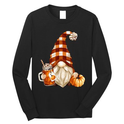 Cute Holiday Gnome For Thanksgiving With Fall Pumpkin Spice Long Sleeve Shirt