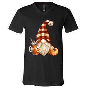 Cute Holiday Gnome For Thanksgiving With Fall Pumpkin Spice V-Neck T-Shirt