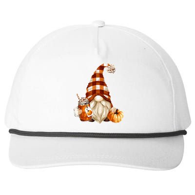 Cute Holiday Gnome For Thanksgiving With Fall Pumpkin Spice Snapback Five-Panel Rope Hat