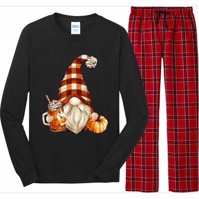 Cute Holiday Gnome For Thanksgiving With Fall Pumpkin Spice Long Sleeve Pajama Set