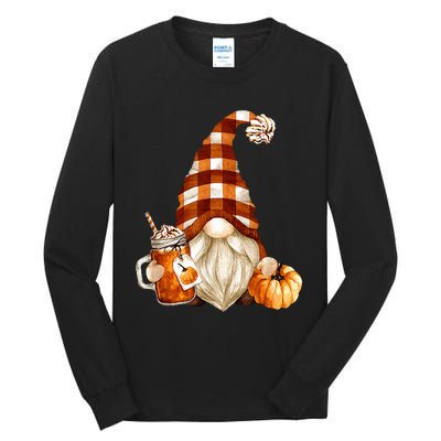 Cute Holiday Gnome For Thanksgiving With Fall Pumpkin Spice Tall Long Sleeve T-Shirt