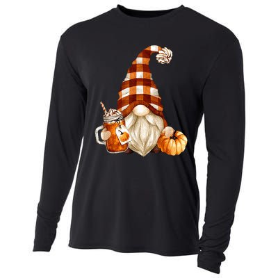 Cute Holiday Gnome For Thanksgiving With Fall Pumpkin Spice Cooling Performance Long Sleeve Crew