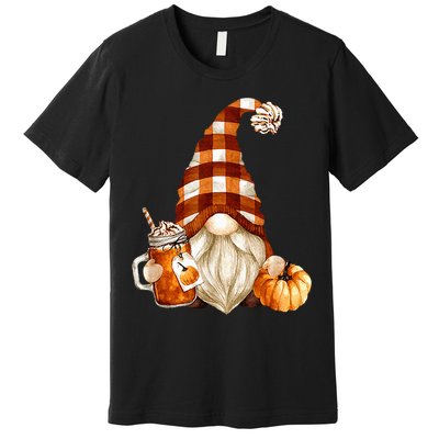 Cute Holiday Gnome For Thanksgiving With Fall Pumpkin Spice Premium T-Shirt