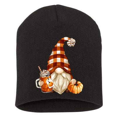 Cute Holiday Gnome For Thanksgiving With Fall Pumpkin Spice Short Acrylic Beanie