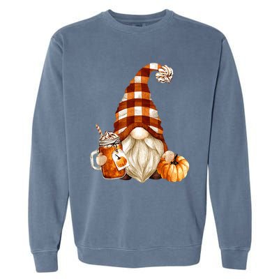 Cute Holiday Gnome For Thanksgiving With Fall Pumpkin Spice Garment-Dyed Sweatshirt