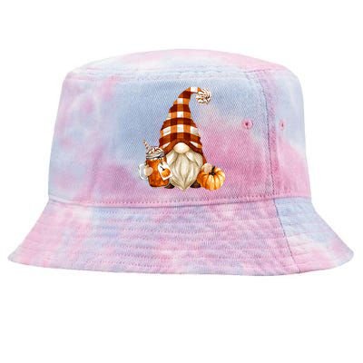 Cute Holiday Gnome For Thanksgiving With Fall Pumpkin Spice Tie-Dyed Bucket Hat