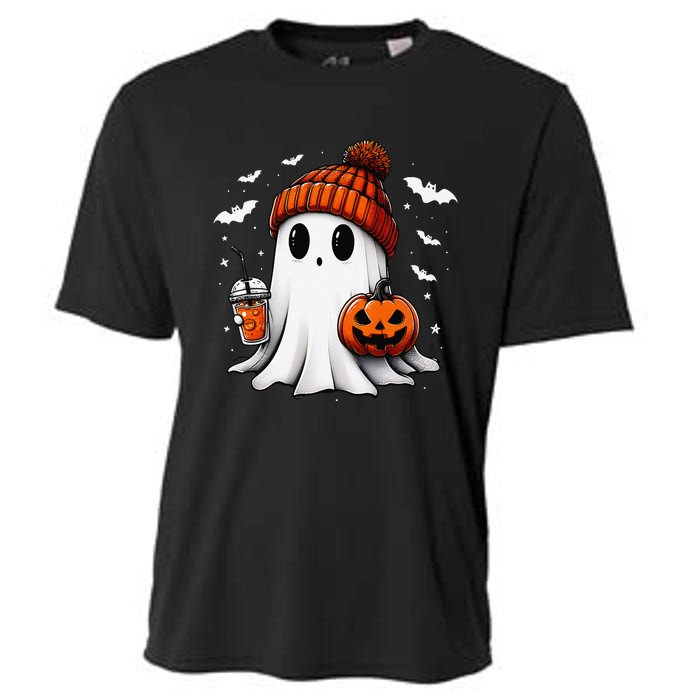 Cute Halloween Ghost Drink Pumpkin Cooling Performance Crew T-Shirt