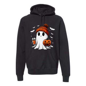 Cute Halloween Ghost Drink Pumpkin Premium Hoodie