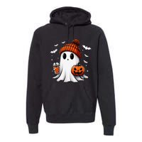 Cute Halloween Ghost Drink Pumpkin Premium Hoodie