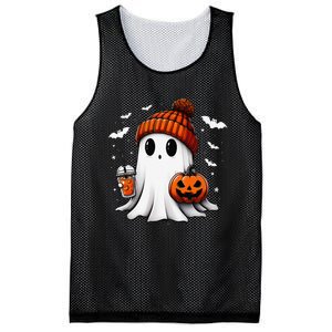 Cute Halloween Ghost Drink Pumpkin Mesh Reversible Basketball Jersey Tank