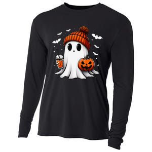 Cute Halloween Ghost Drink Pumpkin Cooling Performance Long Sleeve Crew