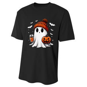 Cute Halloween Ghost Drink Pumpkin Performance Sprint T-Shirt