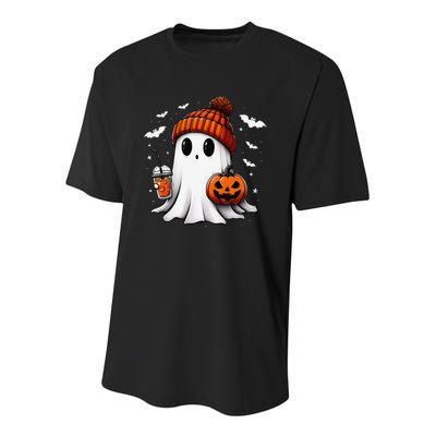 Cute Halloween Ghost Drink Pumpkin Youth Performance Sprint T-Shirt