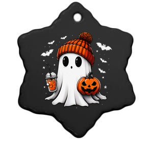 Cute Halloween Ghost Drink Pumpkin Ceramic Star Ornament